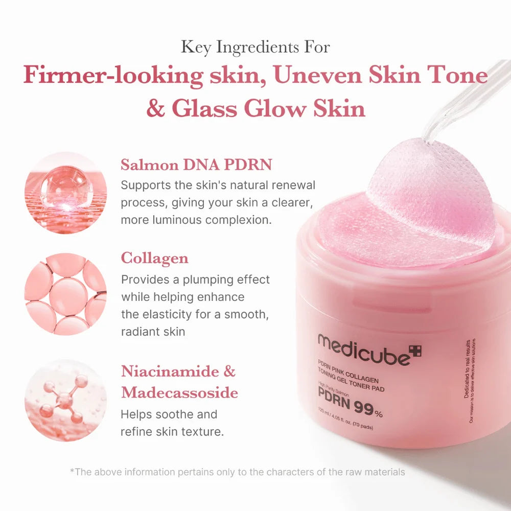 PDRN Pink Collagen Toning Gel Toner Pads Medicube