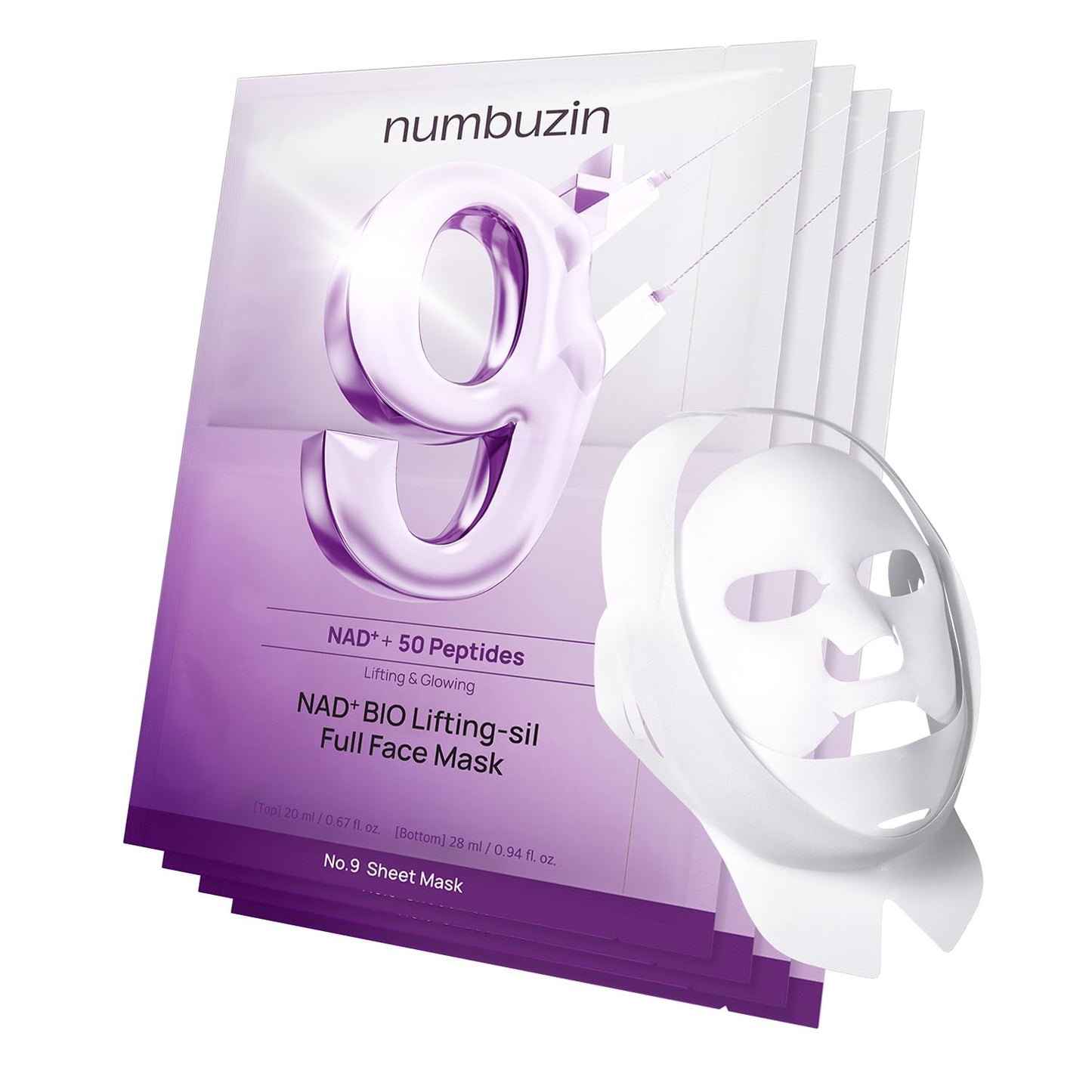 No.9 NAD+ Bio Lifting Full Cover Facial Mask Numbuzin